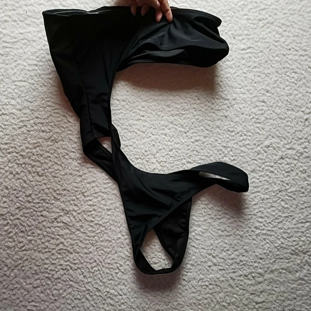 Mpose Swimsuit Womens Medium Black Bandeau One Piece Thong Monokini Strapless